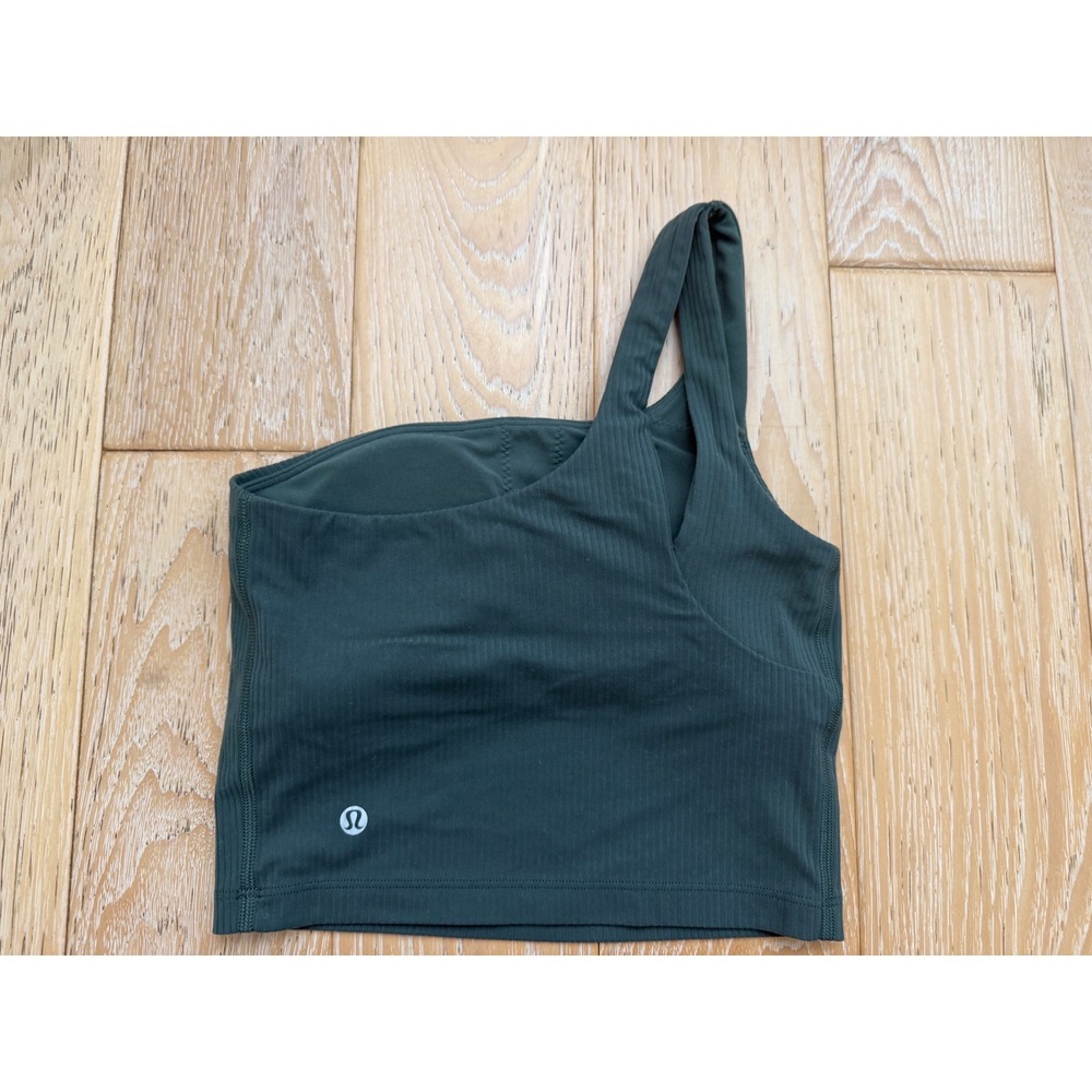 LULULEMON Women Ribbed One Shoulder Bra Tank Size 2 Athleisure Yoga Minimalist - Picture 5 of 7